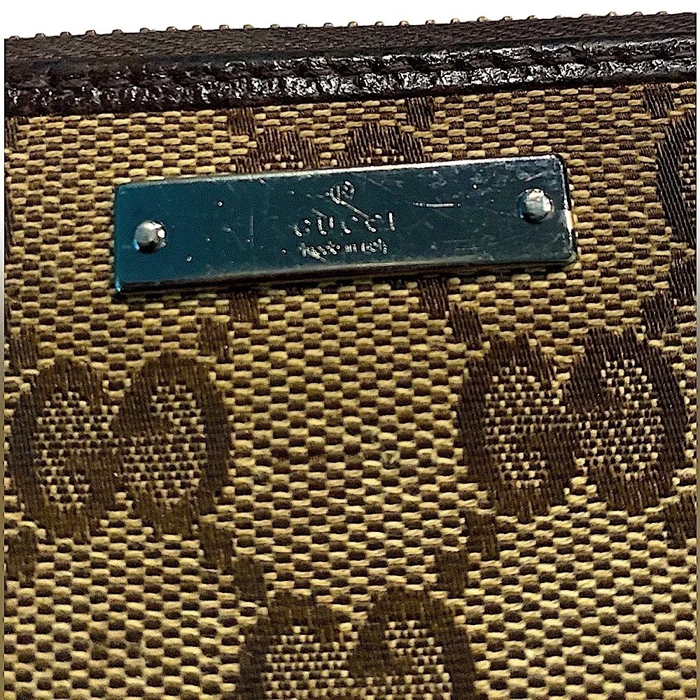 Gucci canvas and leather zip wallet